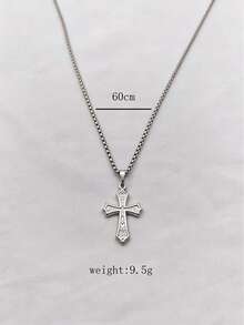 1 buah Kalung Liontin Salib Totem Rune Minimalis Klasik Stainless Steel Vintage, Unisex, Cocok untuk Pemakaian Sehari-hari, Liburan, Mewah, Sederhana dan Serbaguna - Perak - View 9