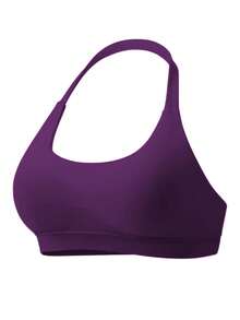 Women's Seamless Camisole Training 2-Piece Set, High Elasticity Fitness Wear, Sports Bra With Removable Built-In Padding + High Waist Bike Shorts, Suitable For Fitness Training - Purple - View 3