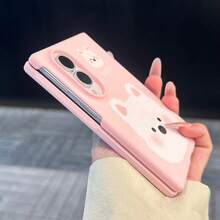 Cute & Fun Puppy Western High Map Pattern Pink Phone Case, Compatible With Samsung ZFold 8 Wide, Compatible With IPhone Duo Foldable Flip Phone Case, Neutral Anti-Drop Protective Shell - Pink - View 6