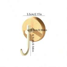 1/2/4pcs Self-Adhesive Walnut Wood Wall Hooks, Wall-Mounted Wooden Hooks, Coat And Hat Hooks, No-Drill Installation, Suitable For Clothing Storage And Decoration, Ideal For Living Room, Kitchen, Bathroom, Can Hang Towels, Clothes, Bathrobes, Suitable For Baby Room Door - Multicolor - View 5