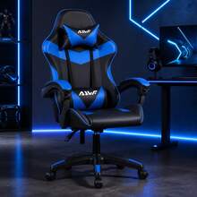Gaming Chair With Footrest – Swivel Office/Desk Chair With Lumbar Support And Wheels – Professional Home Office Chair (LOL/WCG Style) - Blue - View 1
