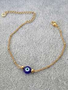 1 Blue Devil's Eye Exquisite Bracelet For Women - Yellow Gold - View 1