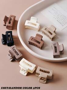 100PCS/40/20/10/5/Set Women's Solid Color Matte Multifunctional Square (Random Color) Fashion Dragon Bone Clip Small Clip, Minimalist Retro Bangs Clip, Saudi Arabia National Day Accessory, Halloween Autumn Decoration Hair Clip And Hair Tie - Multicolor - View 5