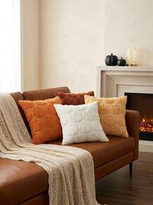 Cirelle 1pc/2pcs Halloween Pumpkin Embroidered Velvet Pillow Case, Suitable For Living Room Sofa, Minimalist Pumpkin Pillow Case - Multicolor - View 1