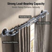 Industrial Style Curtain Rod, 35 To 145 Inches, 3/4 Inch Diameter, Black | Suitable For 33 To 142 Inch Windows, Blackout Wrap-Around, Suitable For Indoor And Outdoor - Industrial Style - View 7