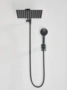 MC Cabezal de Ducha de lluvia Cuadrado Brazo de Ducha Plegable Ultrafino de 8 Pulgadas Desviador de 3 Velocidades Manguera de 150 cm Rociador de Mano de 5 Funciones Brazo Plegable de Aleación de Zinc Juego de Cabezal de Ducha Cuadrado - A-Negro - Ver 10
