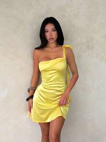 Summer Dress, Yellow Backless Elegant Women's Dress, Suitable For Dating, Party, Gathering, Travel, Vacation, Beach And Other Occasions - Yellow - View 9