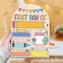 First Day Of School Wooden Sign - Colorful Classroom Decor, Back To School Gift, Teacher Appreciation Gift, Fun Educational Theme, Exclusive For Students And Parents, Suitable For Holidays - 1PC - View 2