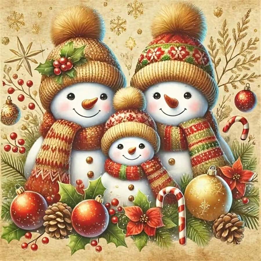 1PC DIY 5D Diamond Painting Kit Christmas Snowman Pattern - Round Full Drill Art Mosaic Craft, Home Wall Decor, Unframed - No Frame - View 1