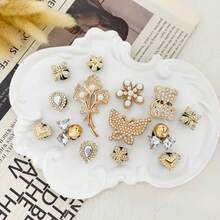 14pcs Gold Bear & Butterfly DIY Shoe Decor, Animal Casual ABS Plastic (ABS Resin) Rhinestone Home All Season - Gold - View 5
