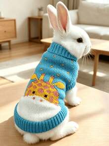 1 pieza Suéter de ciervo, Suéter cálido de conejo para otoño/invierno, Diseño de corazón lindo de material acrílico, Accesorios para mascotas de conejo, Suministros para mascotas de conejo, Conejo, Accesorios para mascotas de conejo, Suministros para mascotas de conejo, Conejo, Suministros para conejo, Ropa para conejo, Suministros para conejo, Día de San Valentín - Multicolor - Ver 3