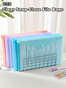 5/10/20pcs A4 Snap Closure File Folders, Waterproof Plastic Material, Suitable For School, Office, Teachers, Students, Home Use, Back To School Reports, Artwork, Project Storage, Moisture-Proof, Neat And Portable, Suitable For Desk, Backpack, Classroom, Labelable, Space-Saving - Sets - View 3