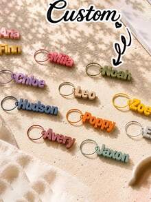 Personalized 3D Name Keychain, Custom Alphabet Pencil Key Ring, Cute Bag Pendant For School, Birthday Gift - Multicolor - View 6