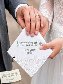 Custom Personalized Wedding Handkerchiefs – Embroidered Text And Tassel Accents; Elegant Lace Accessories For Weddings And Bachelorette Parties - Multicolor - View 5