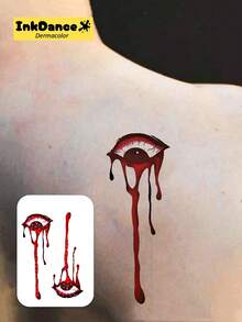 1Kit "Bleeding Eye" Revolutionary Technology Tattoos, Semi-Permanent Tattoos, Temporary Tattoos, Long Lasting, Halloween Women Tattoo, Fake Tattoos, Water-Resistant, Authentic Tattoo Look, Plant-Based CSX047 - Multicolor - View 2