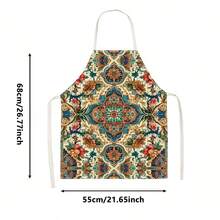 1pc Vintage Gold Brown Floral Print Apron - Sleeveless Design, Durable And Comfortable Fit, Featuring Intricate Vine Retro Floral Pattern, Suitable For Cooking, Baking And Home Cleaning, Household Cleaning, Housework Apron, Hand-Painted Handmade Gardening Apron, Fun Holiday Gift - Multicolor - View 14