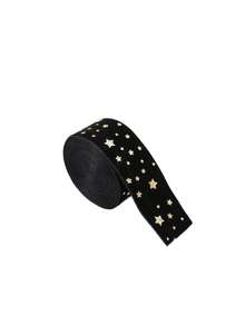 1 Roll 4cm Velvet Christmas Ribbon, Dark Green/Black Gold Star Print Gift Wrapping Bow Ribbon For Christmas Tree Decor, Holiday Party, Winter Wedding, New Year 2027 - Multicolor - View 11