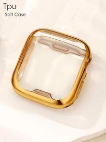 1pc Gold Neutral TPU Full Coverage High Definition Ultra-Thin Watch Case, Anti-Drop Fashion Casual Screen Protector, Compatible With Apple Watch 38/40/41/42/44/45/46/49mm, Compatible With Apple Watch Ultra/SE/11/10/9/8/7/6/5/4/3/2/1, Smartwatch Protective Case Accessory, Case Protector - Gold - View 3