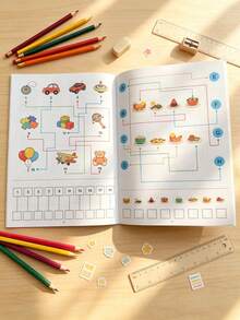 Children's Mixed Puzzle Game Workbook, Includes 4 Types Of Content: Visual Attention Training, Find The Difference, Brain Thinking Challenge, Riddle Book, Suitable For Early Learning Children's Educational Training Workbook - Multicolor - View 9