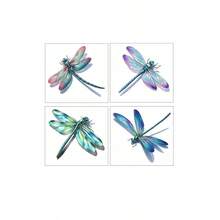 JKCODE TATTOO 4 Buah Tato Temporer Capung Biru 3D Realistis, Stiker Tato Mini Bergaya, Tato Keren, Tato Tahan Air untuk Wanita, Sederhana, Stiker Tato Cetak Berwarna, Stiker yang Dapat Dicuci untuk Pesta, Bertahan 3-5 Hari - MultiWarna - View 6