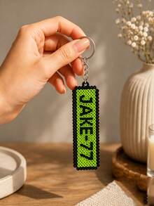 Customized Personalized Text/Name Car License Plate Keychain - Pixel Beads License Plate Design, Customizable Name Or Exclusive Information, Personalized Handmade Pixel Beads Style Pendant, Suitable As Backpack Charm, Luggage Tag Or Car Keyring, Pixel Beads Style, Perfect Gift For Drivers, Car Owners, Or For Graduation, Anniversary, Father's Day And Various Holidays - Multicolor - View 9
