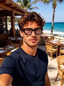 1 Pair Men's Minimalist Square Frame Clear Lens Glasses, Perfect Blend Of Modern Style And Classic Charm, Suitable For Commuting, Travel, Gatherings, Daily Wear, Fits All Face Shapes - Clear - View 1
