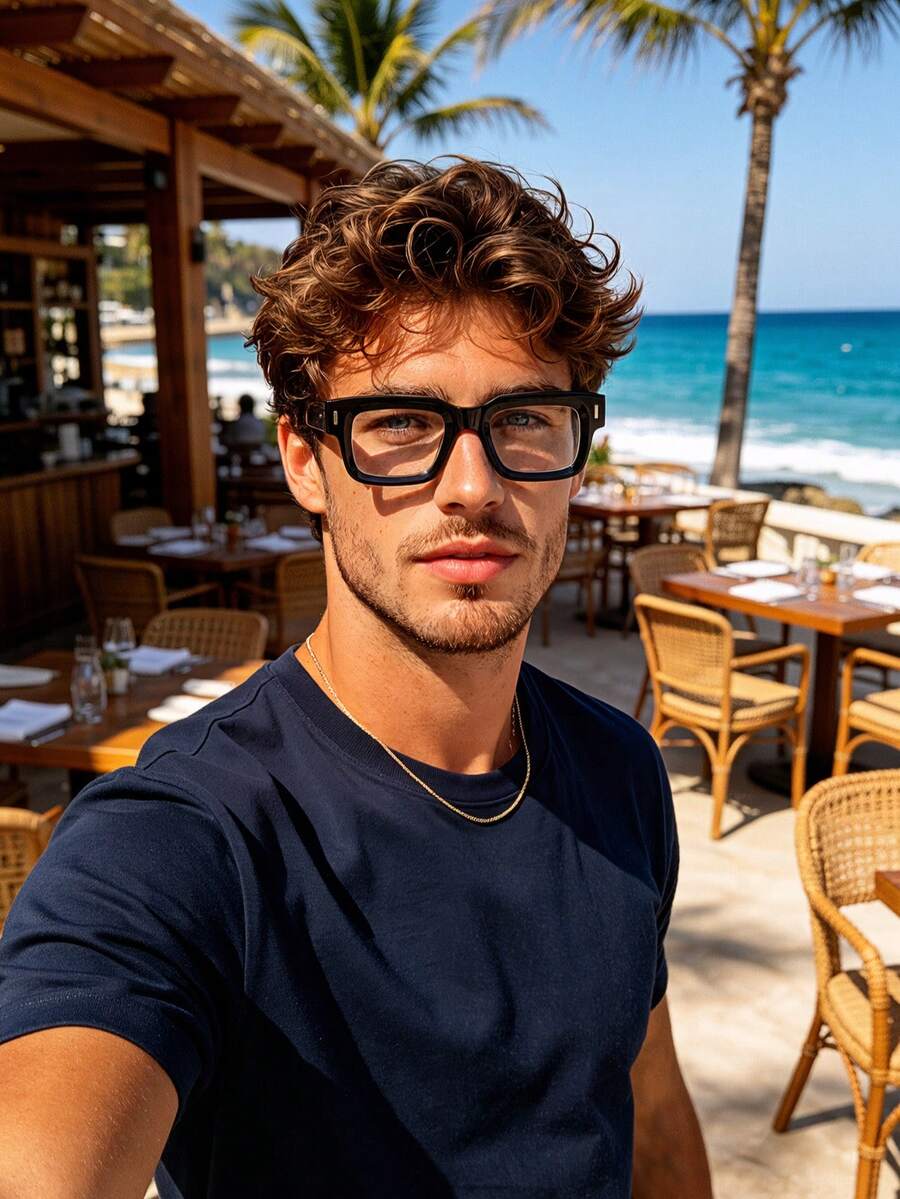 1 Pair Men's Minimalist Square Frame Clear Lens Glasses, Perfect Blend Of Modern Style And Classic Charm, Suitable For Commuting, Travel, Gatherings, Daily Wear, Fits All Face Shapes - Clear - View 1