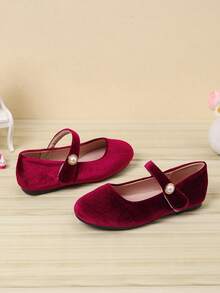 Beautiful Girl Spring/Summer Round Toe Vacation Style Children's Casual Shoes - Burgundy - View 2