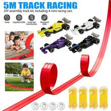 4 Racing Cars DIY Puzzle Track Car Assembly Toy Interchangeable Tracks Creative Hands-On Educational Ideal Gift For Boys Girls Birthday Holiday Gift - Red - View 1