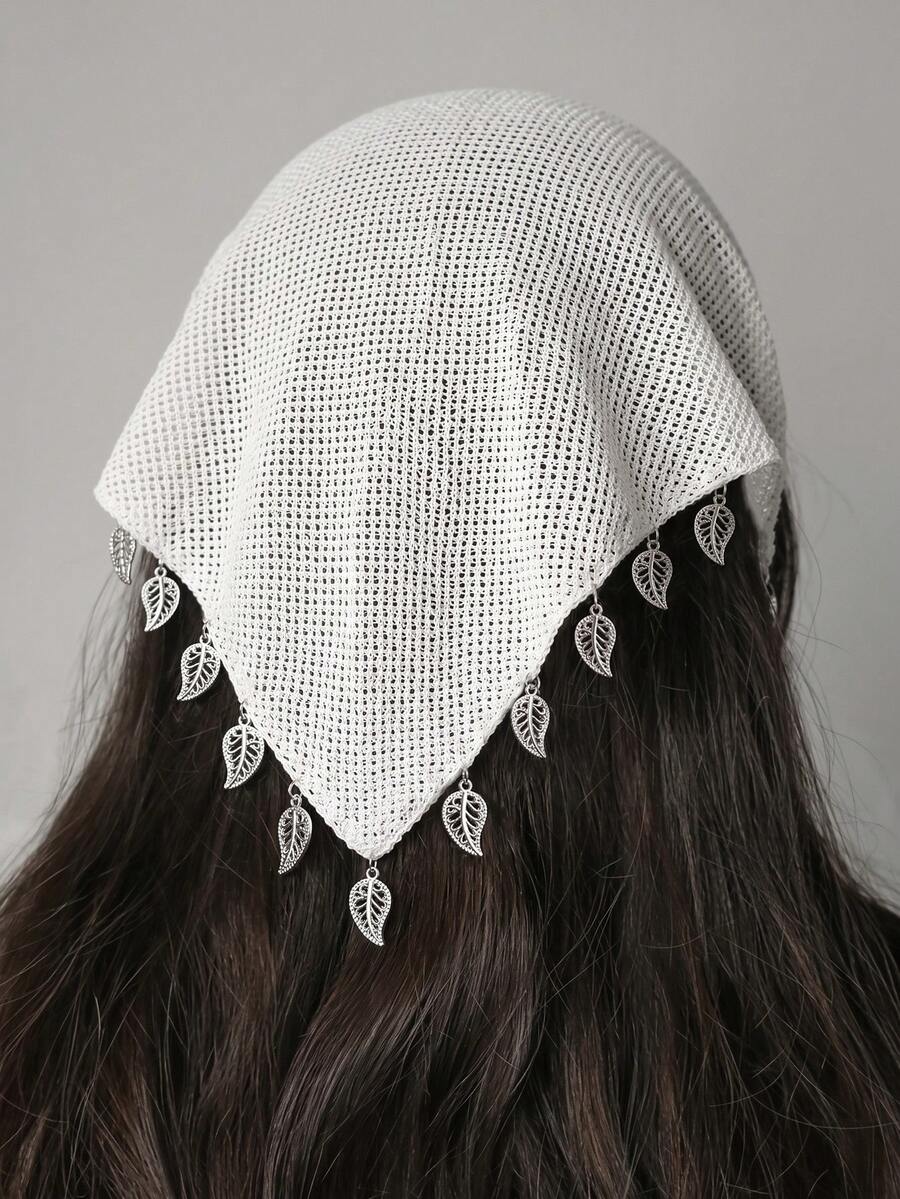 1pc Original Floral Pattern Women's Embroidered Rolled Edge Leaf Decor Headwrap Hairband Suitable For Daily And Vacation Use - White - View 1