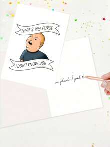 1PC That's My Purse Card, Funny Cartoon Meme Greeting Card With Envelope, Classic Animation Bobby Hill Quote Card, Humorous Novelty Friendship Card, Playful Joke Gift Card For Best Friends - Multicolor - View 2