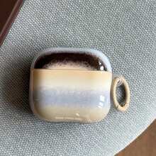 Casing Earphone Garis Gradien + Cincin Kompatibel dengan Pro 3 Pelindung Pro 2 Lucu Apple 4 Minimalis 3 Generasi Baru 1/2 Casing Earphone Anak Perempuan Pelindung - Gradien biru-kuning - View 4