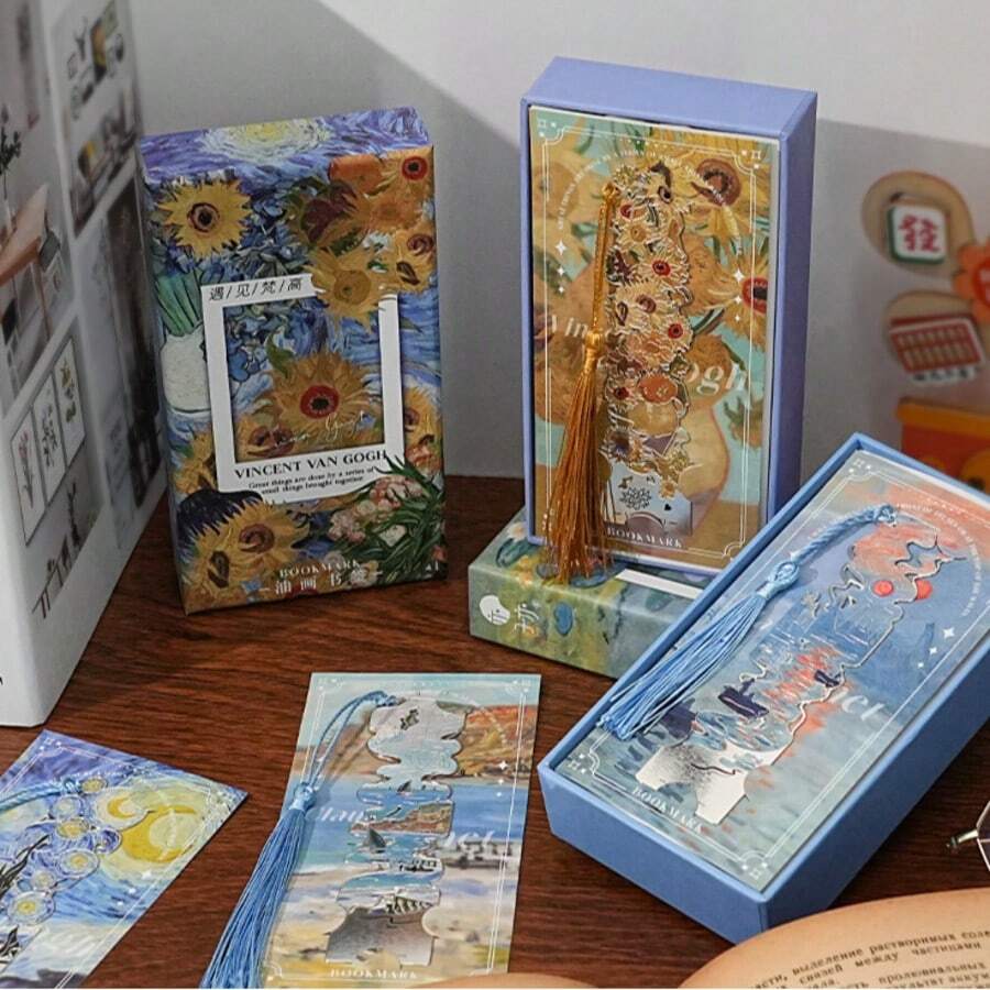 Artistic Metal Hollow Tassel Bookmark, Vintage Oil Painting Style Decorative Page Marker, Suitable As Reading Gift For Book Lovers - A - View 1