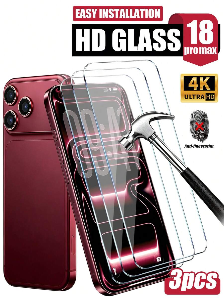 3 Packs [2026 New] 9H Tempered Glass Screen Protector Compatible With Iphone 18 Pro Max/18 Pro/17 Pro Max/17 Pro/16 Pro Max/16 Pro/16 Plus/15 Pro Max/15 Pro/15 Plus/14 Pro Max/14 Pro/14 Plus/13/12/11, 6.9 Inch HD Clear, Full Coverage, Scratch-Resistant, Fingerprint-Resistant, Easy Install - Clear - View 1