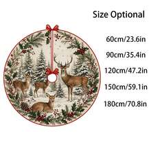 1pc Reindeer Pattern Christmas Tree Skirt, Elegant Color Holiday Decor, 5 Sizes, Unisex Holiday Gift, Suitable For Home And Party Christmas Home Decoration - Moose - View 3