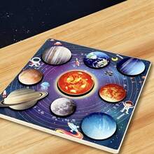 1 Set Space Solar System Puzzle Board, Children's 8 Planets Universe Planet Matching Puzzle, Science Popularization Enlightenment Wooden Educational Toy - Multicolor - View 7