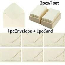 100/60/40/10/2pcs Mini Vintage Envelopes With White Wavy Lace Note Cards, Small Self-Adhesive Envelopes Size 10.2x7cm, Suitable For Wedding Invitations, Gift Cards, Graduation Cards, Birthday Invitations, Halloween, Thanksgiving And Christmas Greetings - B - View 12