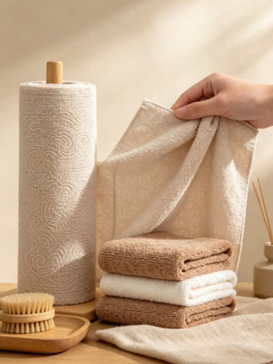 20pcs/Roll Microfiber Dish Cloths Multi-Purpose Tableware Cleaning Towels Double-Sided Cleaning Rags Kitchen Supplies