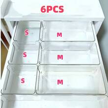 6/7pcs Acrylic Drawer Organizer Boxes, Divided Makeup Storage Boxes, Suitable For Desktop Clutter, Office Supplies, Drawer Cosmetics Organization, Housewarming Gift - Multicolor - View 13