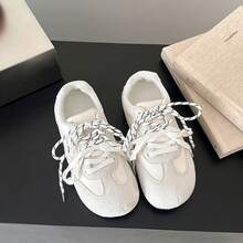 Women's Cute Embroidered Round Toe Colorblock Patchwork Casual Shoes, Lightweight Spring/Autumn Outdoor Shopping Shoes - White Gray - View 7