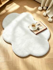 1pc White Symmetrical Hexagon Cloud-Shaped Faux Rabbit Fur Rug, Holiday Gift, Christmas Decoration, Modern Minimalist Ins Style, Fluffy Soft Touch, Smooth And Soft, Warm And Comfortable, Winter Warm Plush Rug, Fuzzy Skin-Friendly Material, Non-Slip Bottom, Low Shedding, Easy To Clean And Maintain, Washable, Creates Cozy Atmosphere, Suitable For Bedroom, Living Room, Hallway, Study, Dressing Room, Walk-In Closet, Bedside Rug, Sofa Rug, Coffee Table Rug, Tea Table Mat, Floor Mat, Holiday Decoration Rug, Home Decor Essential, All Season Use - White - View 1