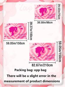 MASSDI Backdrop, Personalized Polyester Birthday Backdrop, Pink Heart Cartoon Silhouette Character Print, Wrinkle Resistant Fabric, Easy Hanging, Photo Booth Background, Celebration Decor, Party Ornament, Party Favor, Holiday Gift Accessory - Multiple Styles - View 10