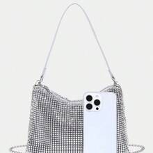 Glamuroso, Elegante & Refinado, Lujo Discreto Bolso de Hombro con Lentejuelas Brillantes para Mujer, Artículos de Boda - Negro3 - Ver 7
