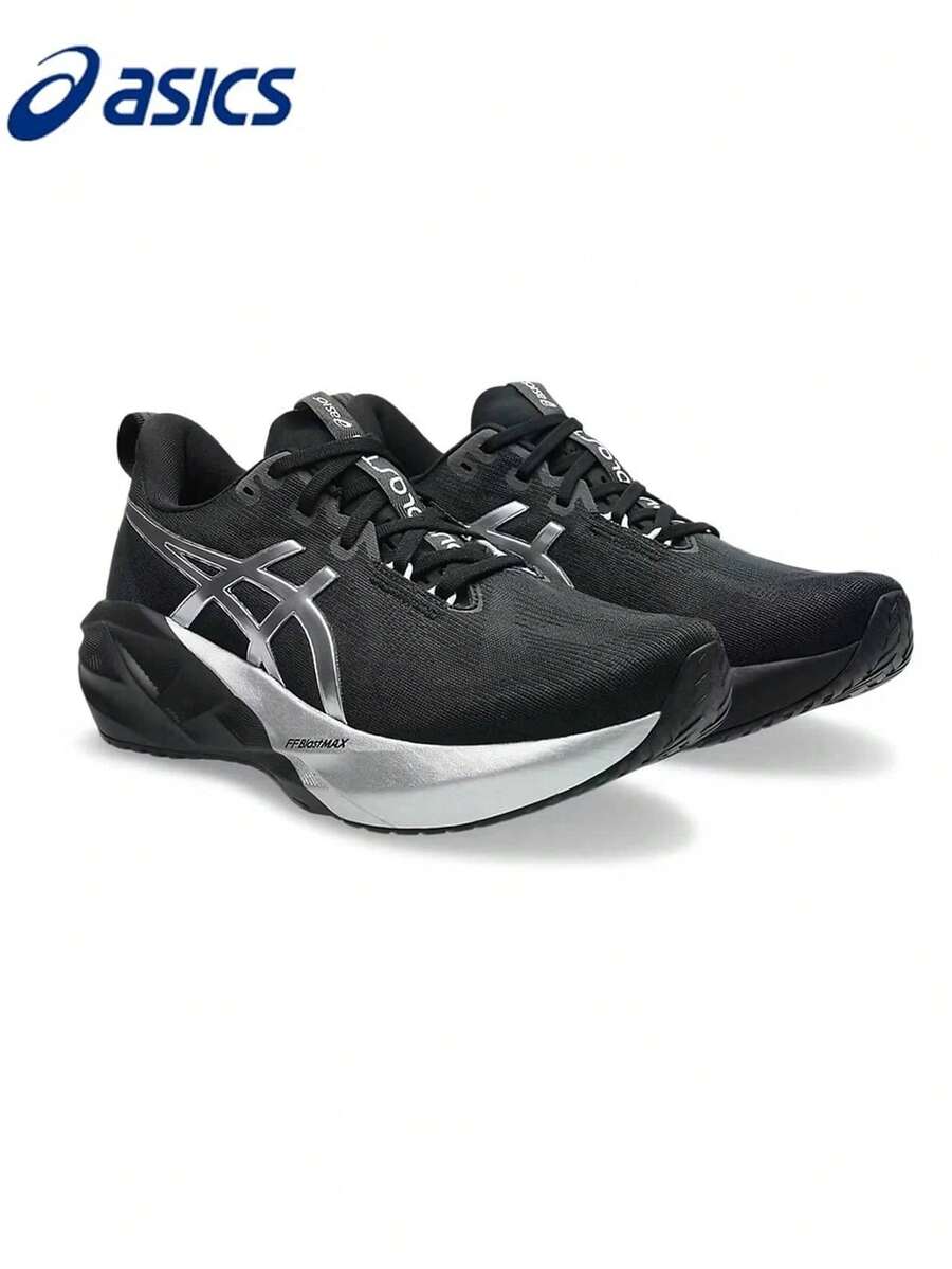 Asics 新款男士 Novablast 5 Platinum 低筒舒適輕量回彈跑鞋 - 黑色/銀色 - 查看 1