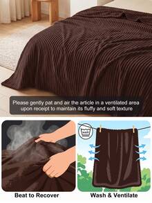 1pc Chocolate Brown Sofa Blanket, Comfortable & Warm, Super Skin-Friendly & Breathable, Lightweight & Soft, Minimalist Fashion Design, All-Around Comfort, Suitable For Travel, Nap Blanket, Multiple Sizes Available, Machine Washable - Chocolate Brown - View 5