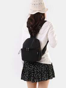 "Small Size" 1pc Minimalist Solid Color Fashion Small Multifunctional Double-Strap Storage Bag Small Capacity Fitness Backpack Versatile Women's Shopping Work Double Shoulder Bag Small Soft Bag Water-Resistant Fabric Portable Lightweight Mini Fitness Bag Gym 2026 Winter New Thanksgiving Gift Christmas New Year Gift - Multicolor - View 6