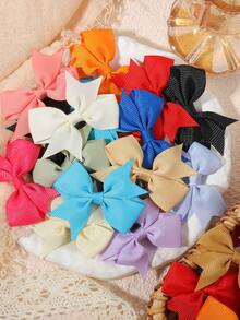 40pcs Multicolor Ribbed Bow Hair Clips Set, Children's Side Clips Daily Hair Accessories - Mixed color - View 7