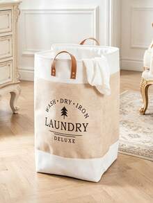 1PC Large‑Capacity Foldable Laundry Hamper, Soft Linen‑Blend No‑Lid Handheld Storage Basket, Multi‑Color Solid Plain Pattern Fabric Material, All‑Season Casual Home Style For Adults, Balcony Bedroom Closet Household Storage Occasion - Multicolor - View 10