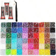 32,000pcs/40 Colors/6mm Flat Back Rhinestone Set, Multi-Color Handmade Gemstone Set With Pickup Pen And Tweezers, Suitable For DIY, Clothing, Shoes, Shiny Decorations, Colorful Mixed Palette - Multicolor - View 14