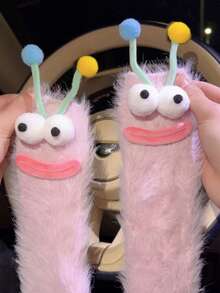1 Pair Cartoon Character Plush Socks, Quirky Cute Soft Winter Socks, Hand‑Washable Multi‑Color Cozy Indoor Socks For Home & Outdoo - Multicolor - View 9